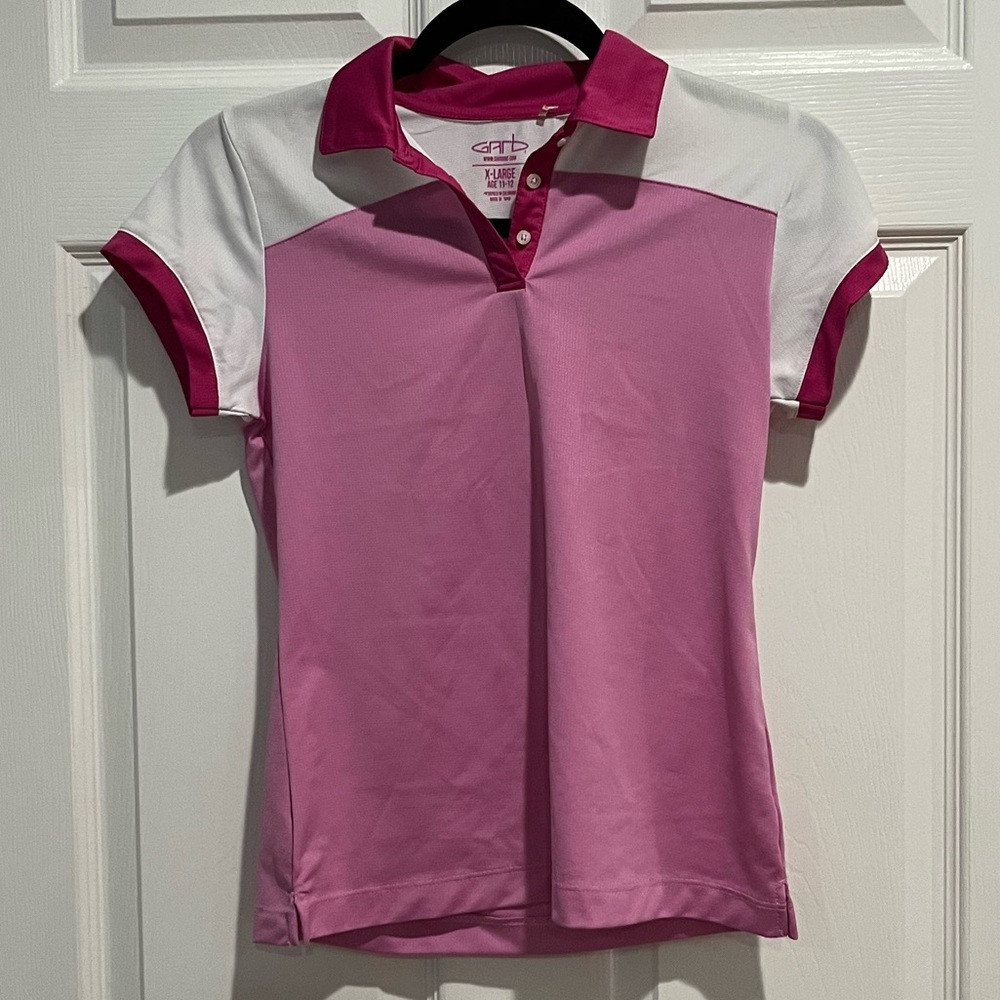 Garb Pink and White Golf Collar Polo Shirt
